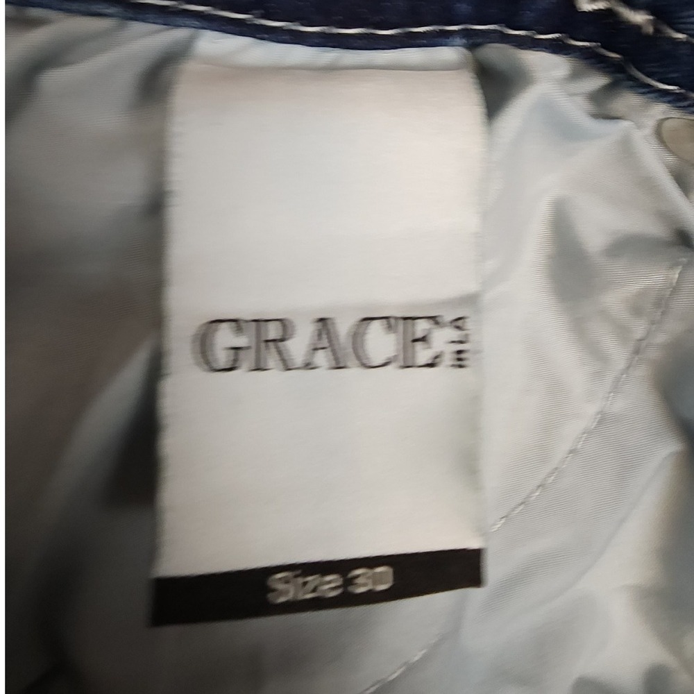 Grace Easy Fit Jeans Size 30 Embellished American‎ Flag Pockets Bootcut Denim - Picture 9 of 11